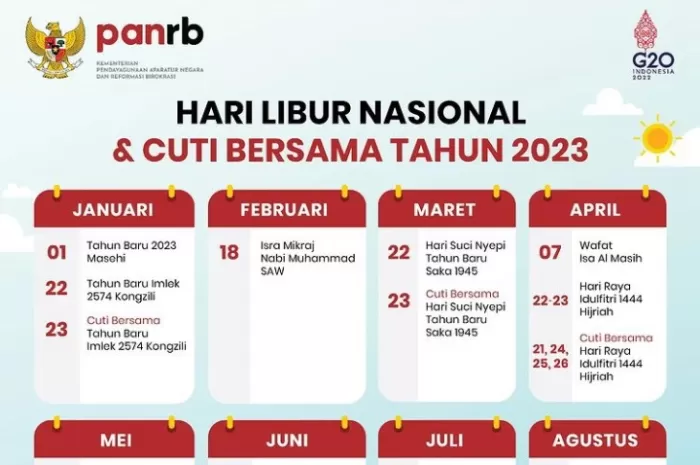 Daftar Hari Libur Nasional Dan Cuti Bersama Tahun 2023 Egindo