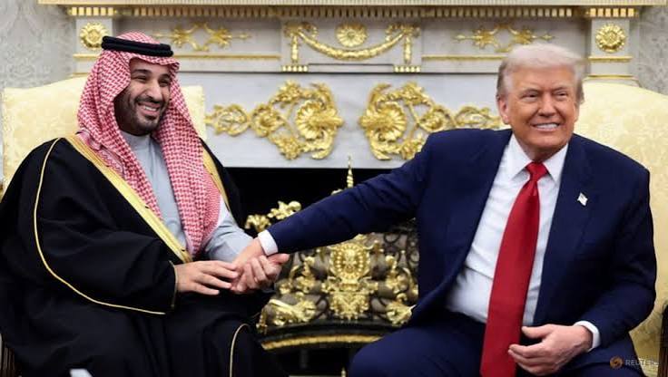 Putra Mahkota dan PM Saudi Mohammed bin Salman dengan Presiden Trump
