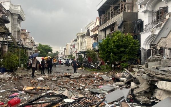 Suasana Perumahan Grand Polonia Medan pasca ledakan

