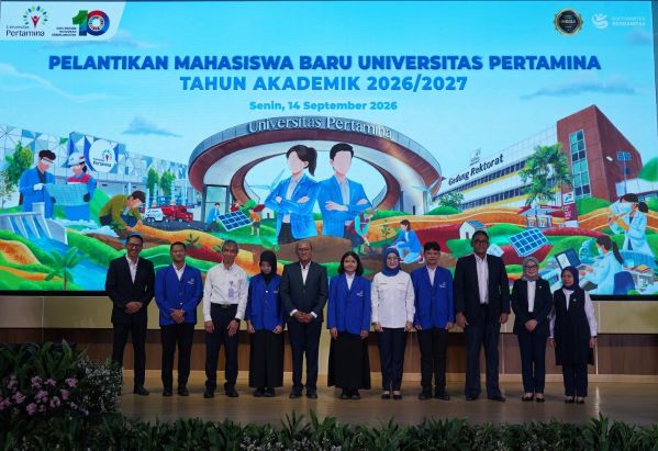 Pembekalan dalam Pelantikan Mahasiswa Baru Tahun Akademik 2026/2027 Universitas Pertamina di Auditorium MyPertamina, Simprug, Jakarta. (Foto: dok humas UPER)

