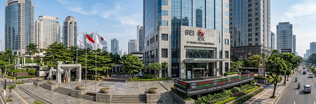 Ilustrasi Gedung Bursa Efek Indonesia (BEI) di Jakarta.
