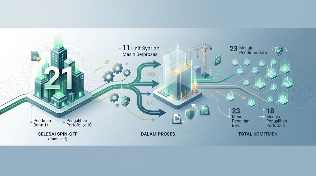 Ilustrasi Infografis data pemisahan (spin-off) unit usaha syariah OJK