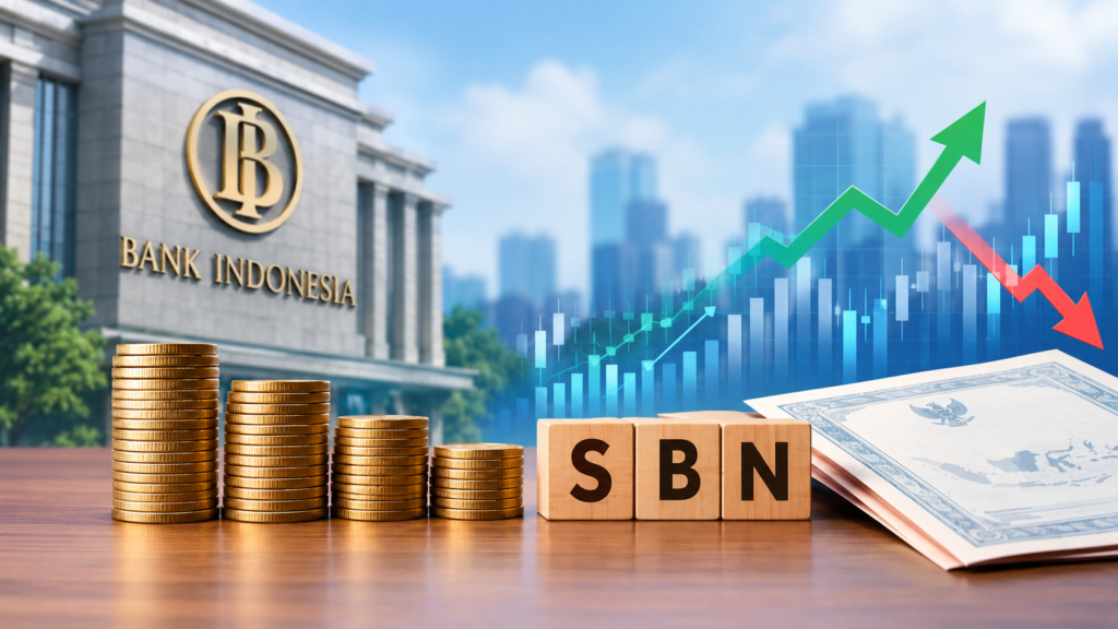 Ilustrasi pergerakan pasar SBN di tengah kebijakan suku bunga Bank Indonesia (BI).