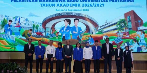 Pembekalan dalam Pelantikan Mahasiswa Baru Tahun Akademik 2026/2027 Universitas Pertamina di Auditorium MyPertamina, Simprug, Jakarta. (Foto: dok humas UPER)

