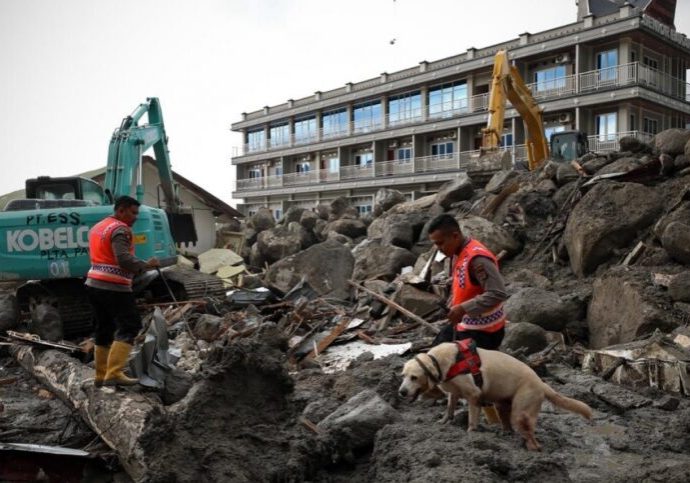 Anjing Pelacak Dikerahkan Bantu Operasi SAR Banjir Bandang Humbahas (Foto: dok BNPB)

