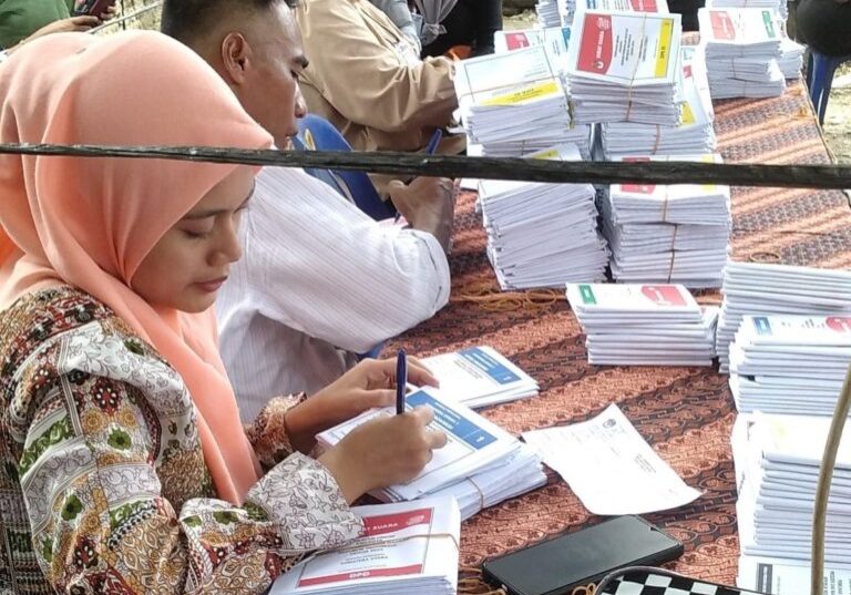 KPPS terlihat aktif menjalankan peran masing-masing dari pagi hingga siang hari. (Foto: Fadmin Malau)