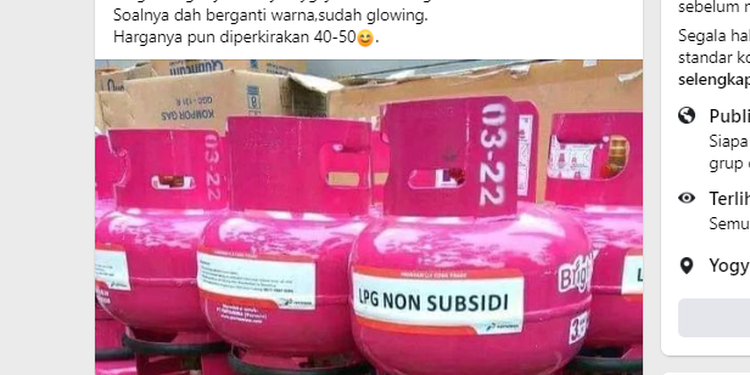 Foto LPG 3 Kg Warna Pink di media sosial