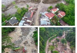 Pantauan drone BPBD Tanah Datar banjir bandang di Kecamatan Lima Kaum, Kabupaten Tanah Datar, Sumbar (Dok. BPBD Tanah Datar)

