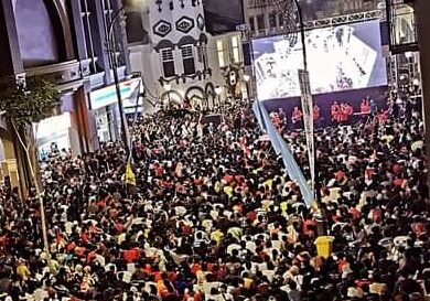 Nobar Timnas U23 di Jalan A Yani Medan