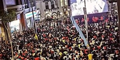 Nobar Timnas U23 di Jalan A Yani Medan