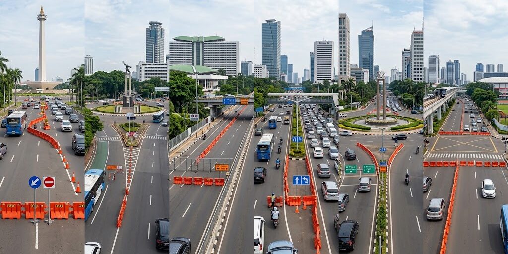 Ilustrasi Peta Rekayasa Lalin Demo di 6 Titik Jakarta.