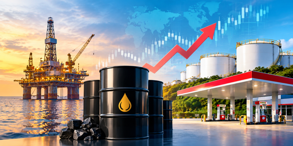 Ilustrasi kenaikan harga minyak dunia dan upaya pemerintah menjaga ketahanan energi nasional.
