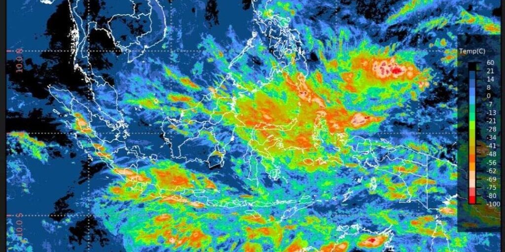 Visualisasi citra satelit prakiraan cuaca sejumlah kota di Indonesia, Selasa (13/1/2026) (Foto: BMKG).