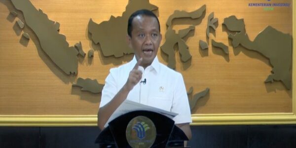 Menteri Investasi/Kepala BKPM Bahlil Lahadalia memberikan keterangan pers terkait kebijakan hilirisasi dan larangan ekspor pada Jumat (30/6/2023).

