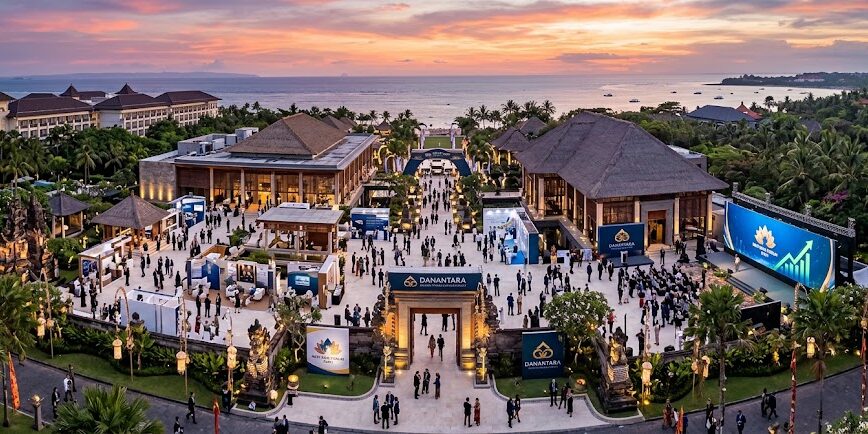 Ilustrasi "Suasana New Asia Forum di Bali yang mempertemukan peluang investasi global dan proyek strategis Indonesia."