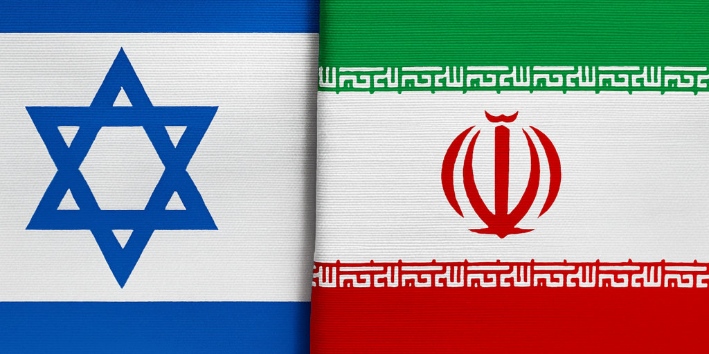 Ilustrasi Bendera Israel dan Iran