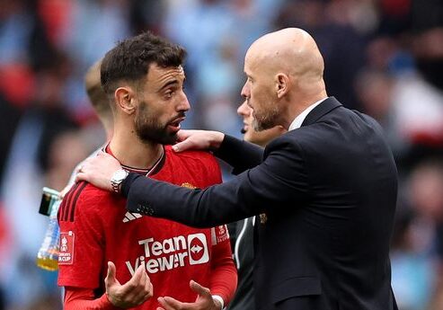 Bruno Fernandes dengan Erik Ten Hag