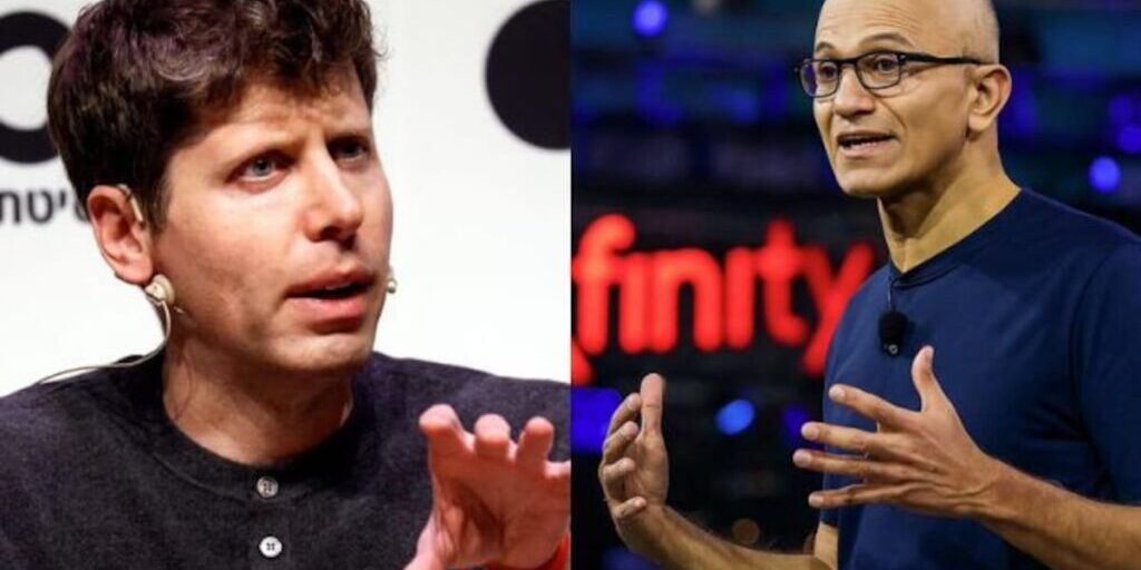 CEO  OpenAI Sam Altman dengan CEO Microsoft Satya Nadella