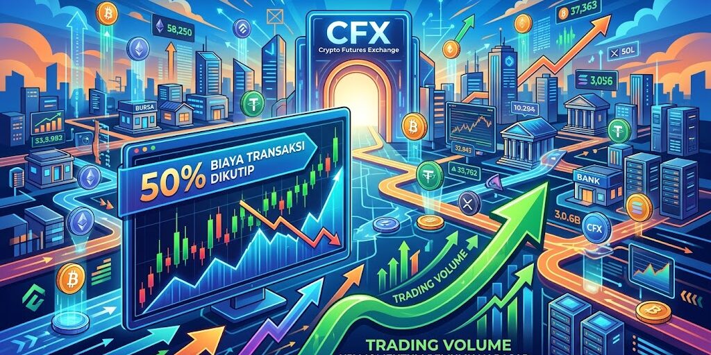 Ilustrasi dinamika pasar kripto dan analisis grafik perdagangan digital.