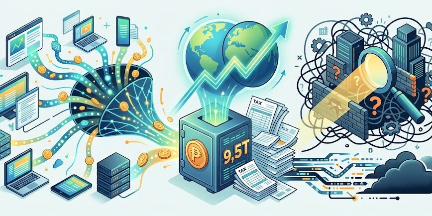 Ilustrasi aliran penerimaan PPN Digital dan tantangan pengawasan terhadap perusahaan asing.