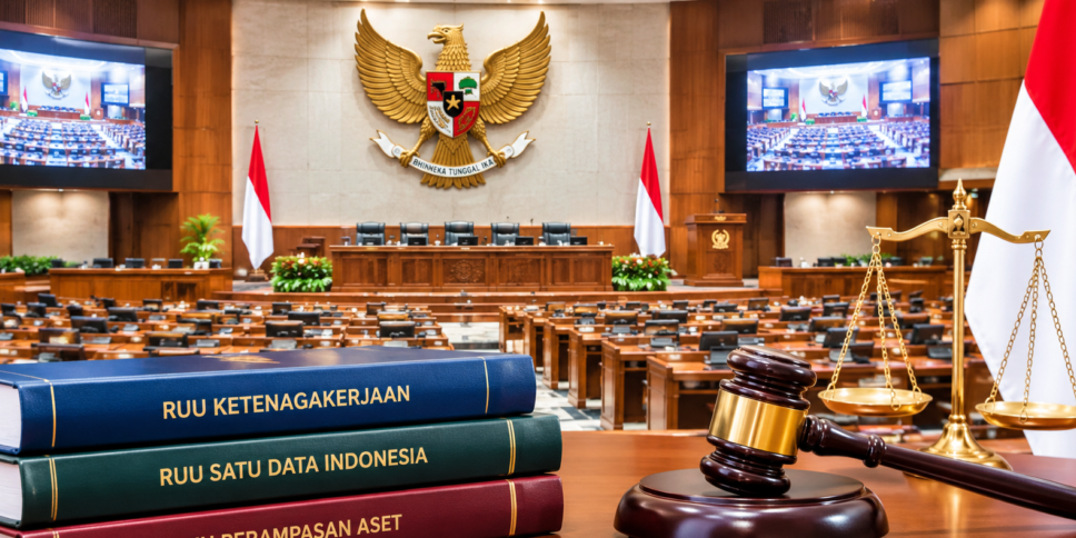 Ilustrasi Rapat Paripurna DPR RI membahas pengesahan RUU Ketenagakerjaan, RUU Satu Data Indonesia, dan RUU Perampasan Aset.