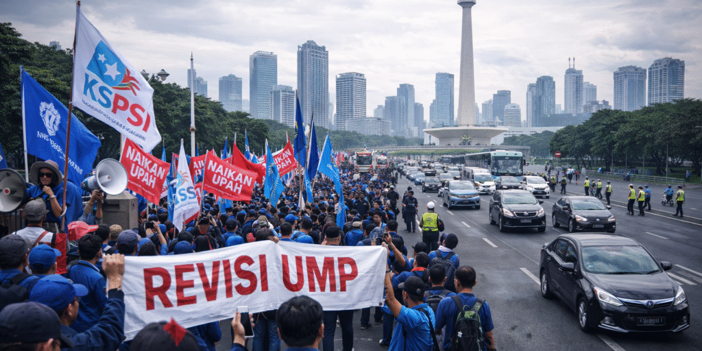 ilustrasi demo buruh