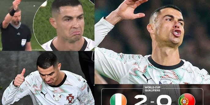 Ekspresi Ronaldo saat dikenakan kartu merah
