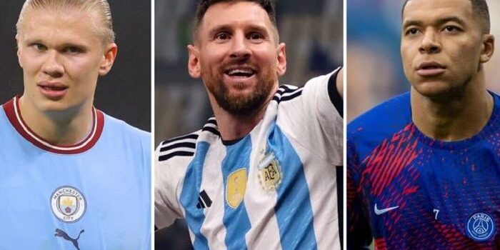 Erling Haaland.Lionel Messi dan Kylian Mbappe