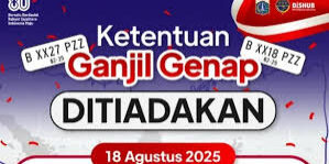 Ganjil genap di Jakarta 18 Agustus 2025 ditiadakan