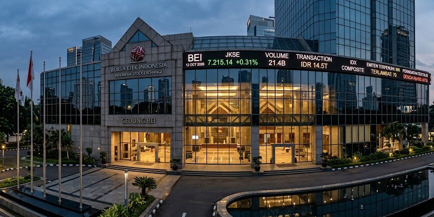 Ilustrasi Suasana gedung Bursa Efek Indonesia (BEI) di Jakarta Pusat