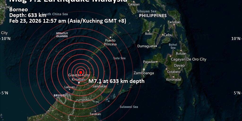 Gempa Magnitudo 7,1 mengguncang Sabah,Malaysia