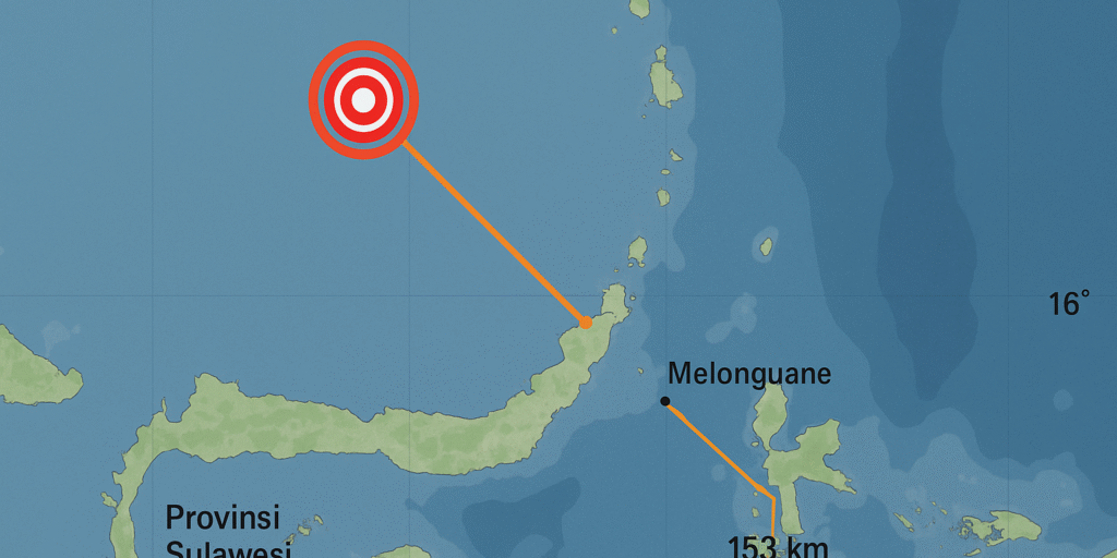 ilustrasi Peta titik pusat gempa yang terjadi di Kecamatan Melonguane, Kabupaten Talaud, Provinsi Sulawesi Utara, Jumat (4/7/2025)
