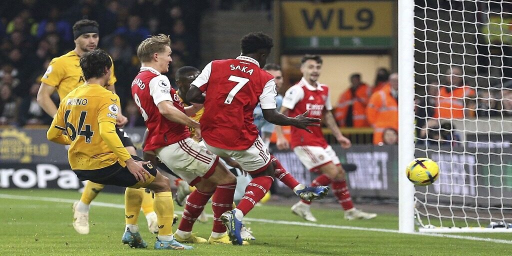 Gol Arsenal ke gawang Wolves