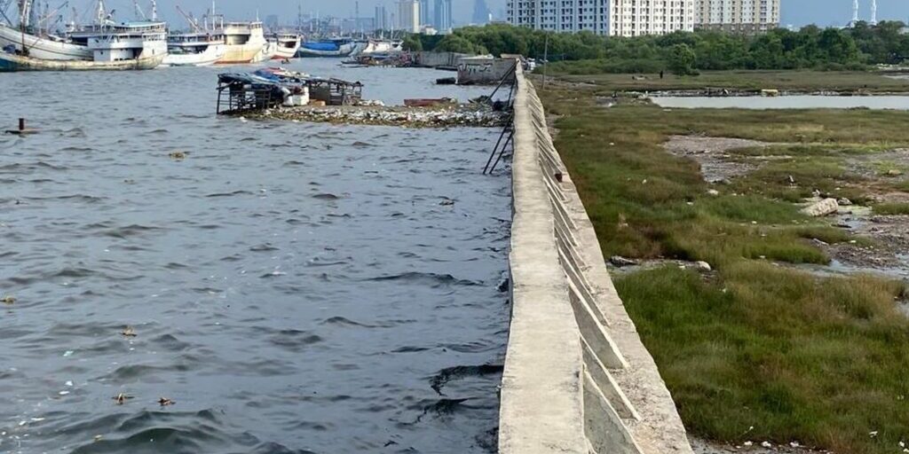 Tanggul laut di pantai utara Jakarta


