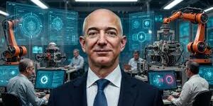 Ilustrasi Jeff Bezos dengan Laboratorium AI