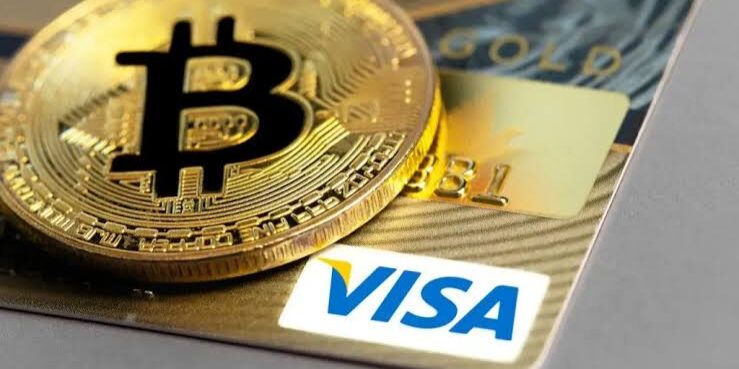 Ilustrasi Visa dengan Bitcoin