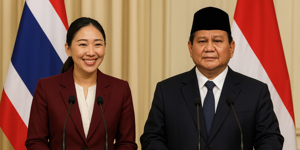 ilustrasi Presiden Prabowo Subianto dan  Perdana Menteri (PM) Thailand Paetongtarn Shinawatra

