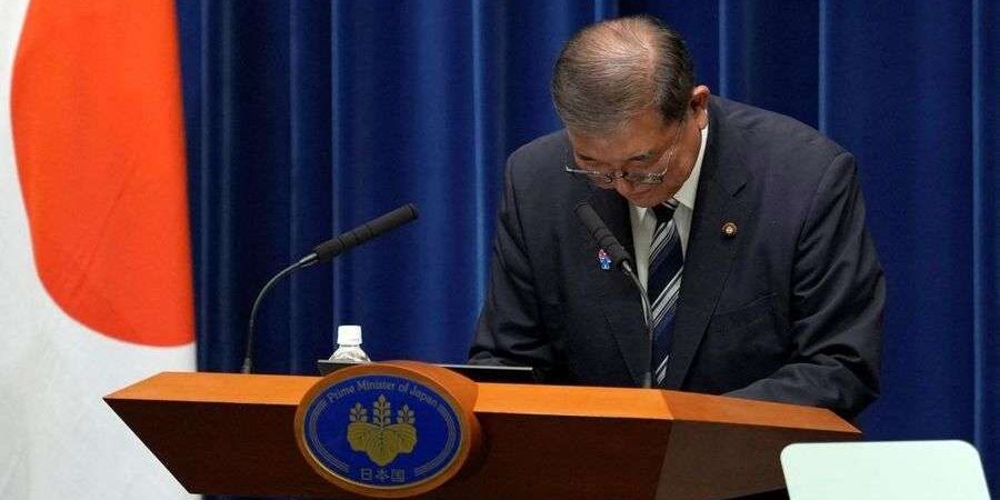 Perdana Menteri Jepang Shigeru Ishiba menghadiri konferensi pers saat mengumumkan pengunduran dirinya, di Tokyo, Jepang, Minggu (7/9/2025)