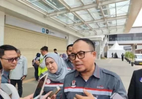 Direktur Utama PT Kereta Cepat Indonesia China (KCIC) Dwiyana Slamet Riyadi di Stasiun KCIC Halim, Jakarta pada Rabu (13/9/2023)/Bisnis-Lorenzo Anugrah Mahardhika

