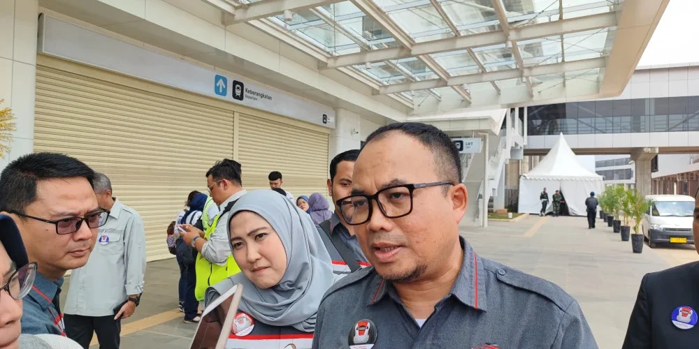 Direktur Utama PT Kereta Cepat Indonesia China (KCIC) Dwiyana Slamet Riyadi di Stasiun KCIC Halim, Jakarta pada Rabu (13/9/2023)/Bisnis-Lorenzo Anugrah Mahardhika

