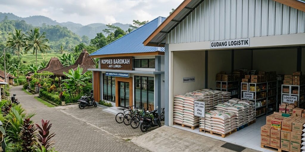 Ilustrasi Kesiapan infrastruktur dan pasokan logistik pangan di Koperasi Desa Merah Putih.