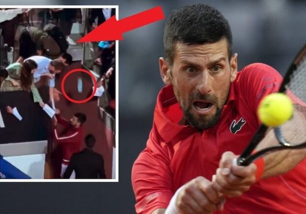 Kepala Djokovic terkena jatuhan botol air