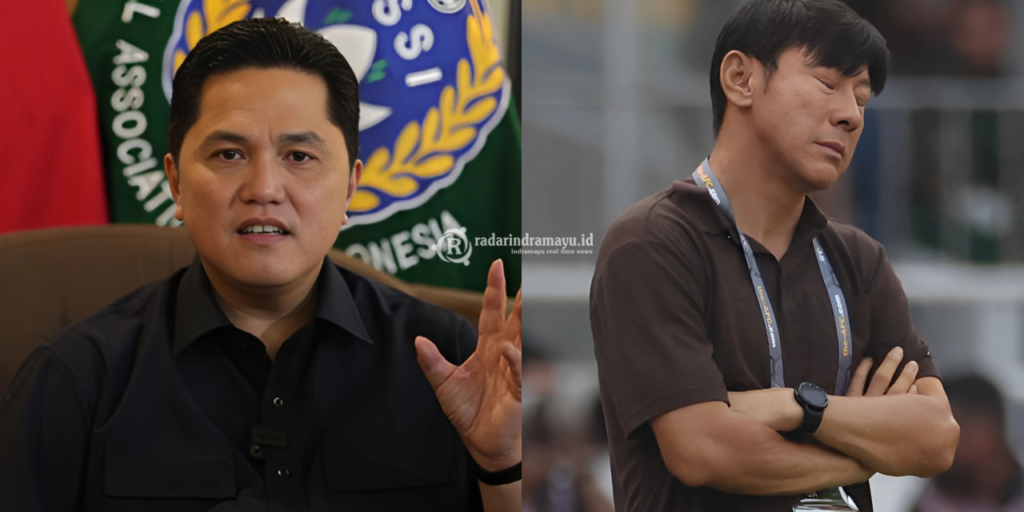 Ketum PSSI Erick Thohir dan Shin Tae-yong yang dipecat