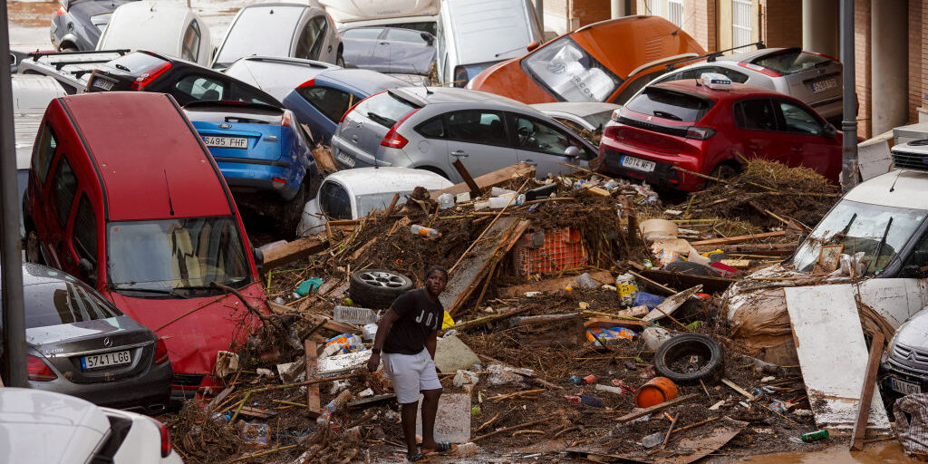 Kondisi kota Valencia yang dilanda banjir bandang