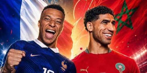 Kylian Mbappe (Prancis) vs Achraf Hakimi (Maroko)