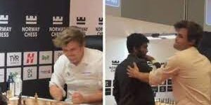 Magnus Carlsen hantamkan tinju ke meja