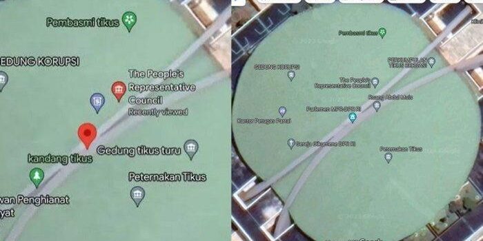 Masyarakat dihebohkan soal nama Gedung DPR RI telah berubah nama di Google Maps jadi perkumpulan tikus berdasi, peternakan tikus hingga gedung korupsi. 


