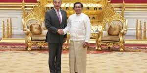 Menlu Wang Yi  dan Presiden  Min Aung Hlaing