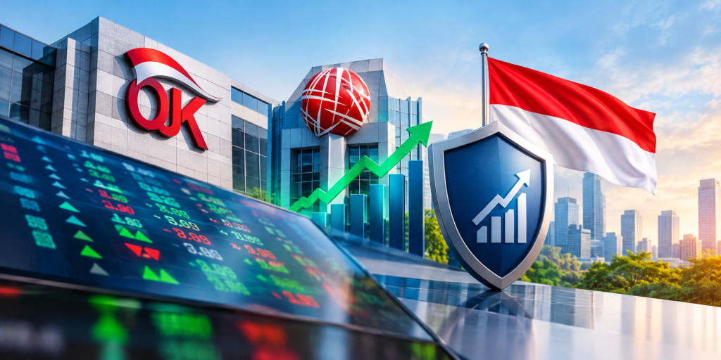 Ilustrasi penguatan pasar modal Indonesia di tengah reformasi OJK untuk menjaga kepercayaan investor dan mempertahankan status emerging market.