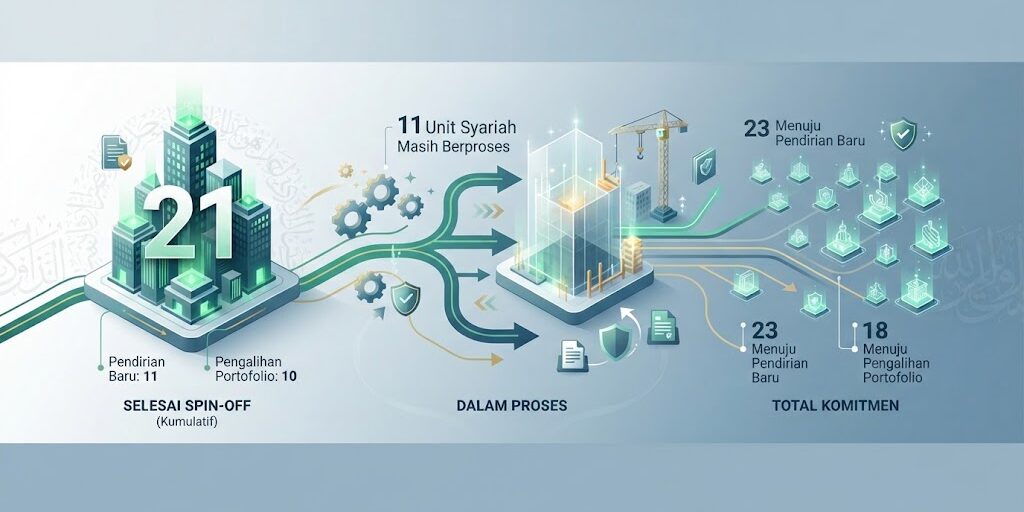 Ilustrasi Infografis data pemisahan (spin-off) unit usaha syariah OJK